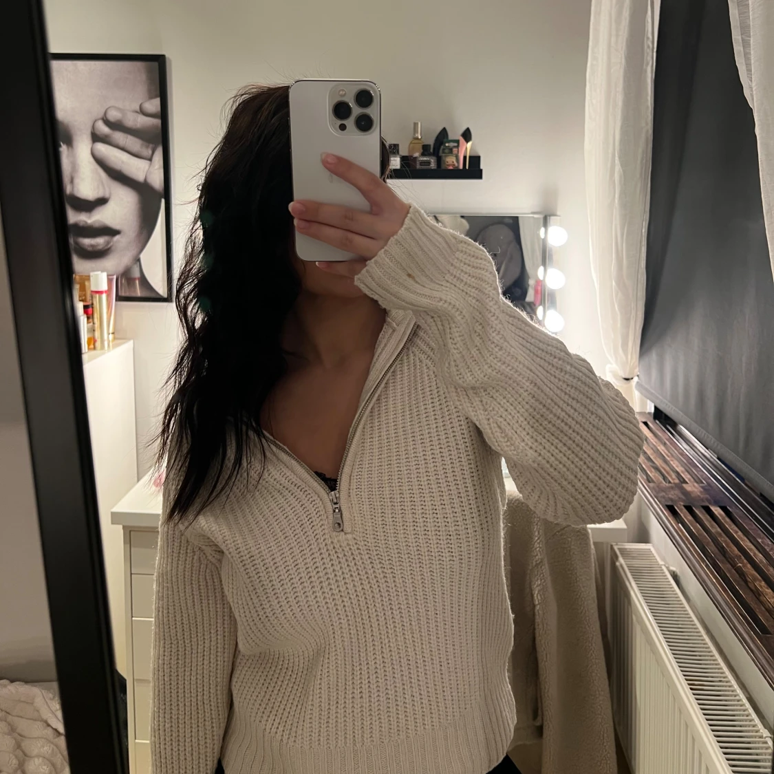  Stickad half zip tröja