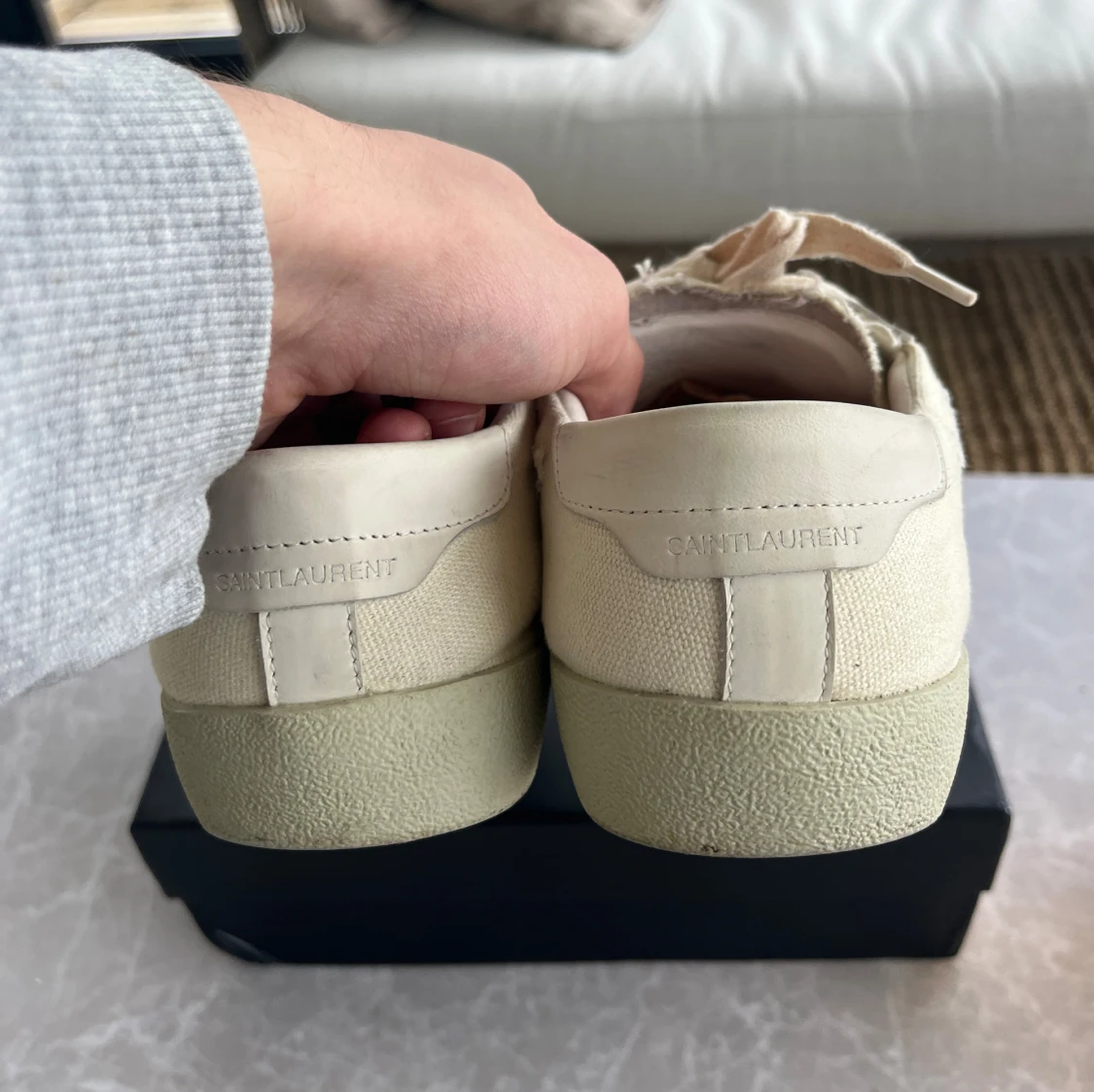 Saint Laurent beige sneakers i canvas - 4