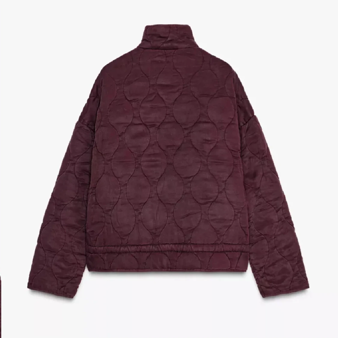 Quiltad vinröd jacka med dragkedja - 1