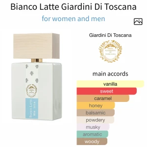 Parfymsplitt Bianco latte  - 10ml Parfymsplitt. Giardini di Toscana Bianco latte. Etikett saknar logga 