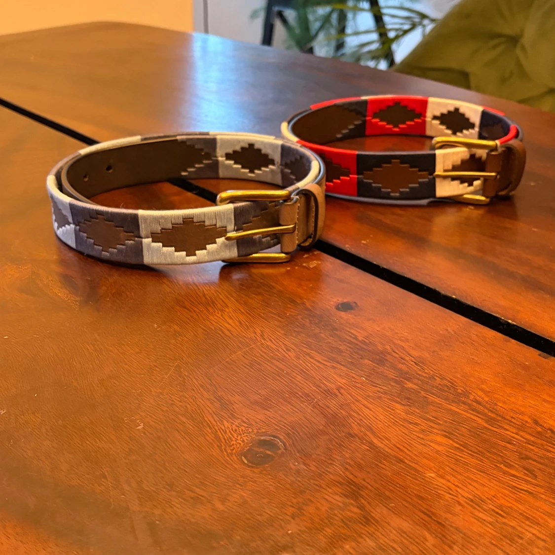 Mörk blå och ljus blå broderat bälte - 3