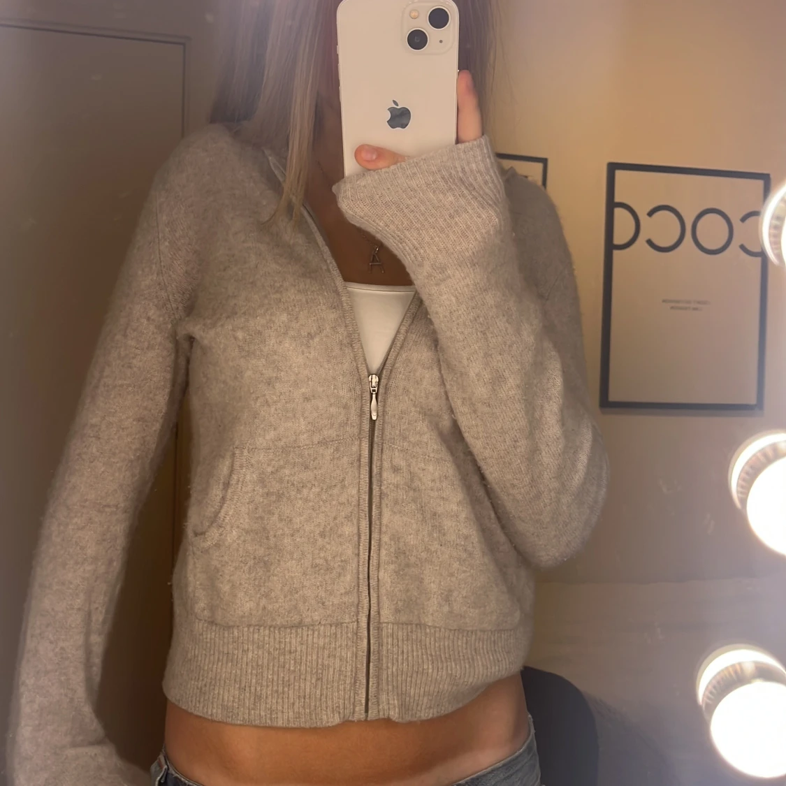 Grå kofta i kashmir från From Future - 1