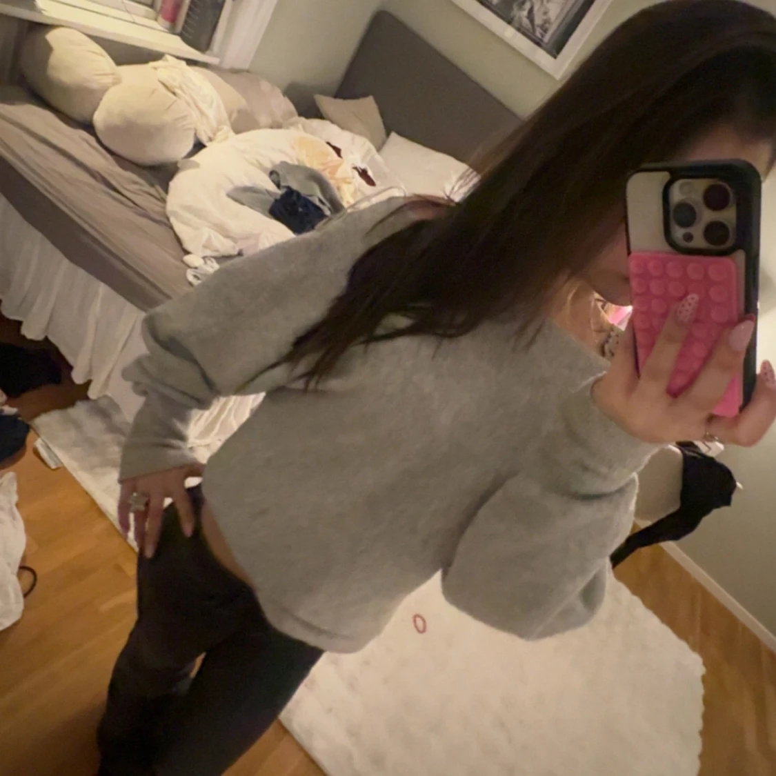 Ljusgrå offshoulder stickad tröja - 2