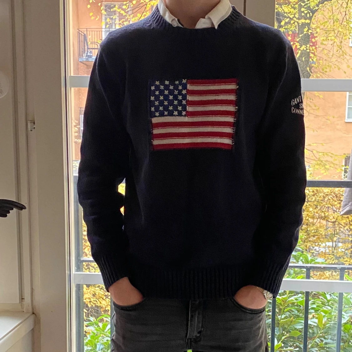 Mörkblå stickad tröja från Gant