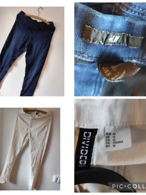 Jeanspaket från H&M och Ellos, strl 42 - Fyra par jeans i olika färger från H&M och Ellos, alla i storlek 42. Två par är mörkblå, ett par är ljusblå och ett par är vita. Modellen är slim fit med smala ben och klassisk femficksdesign. Perfekta för dig som gillar enkel och stilren look.Du är varmt välkommen att kika på mina andra annonser.