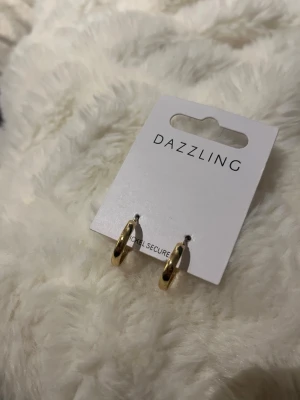 Guldfärgade örhängen från Dazzling - Snygga små guldfärgade hoop-örhängen från Dazzling. De är enkla och stilrena med en klassisk rund form, perfekta för att lyfta vilken outfit som helst. Materialet är metall med guldfinish och de är nickelsäkra.