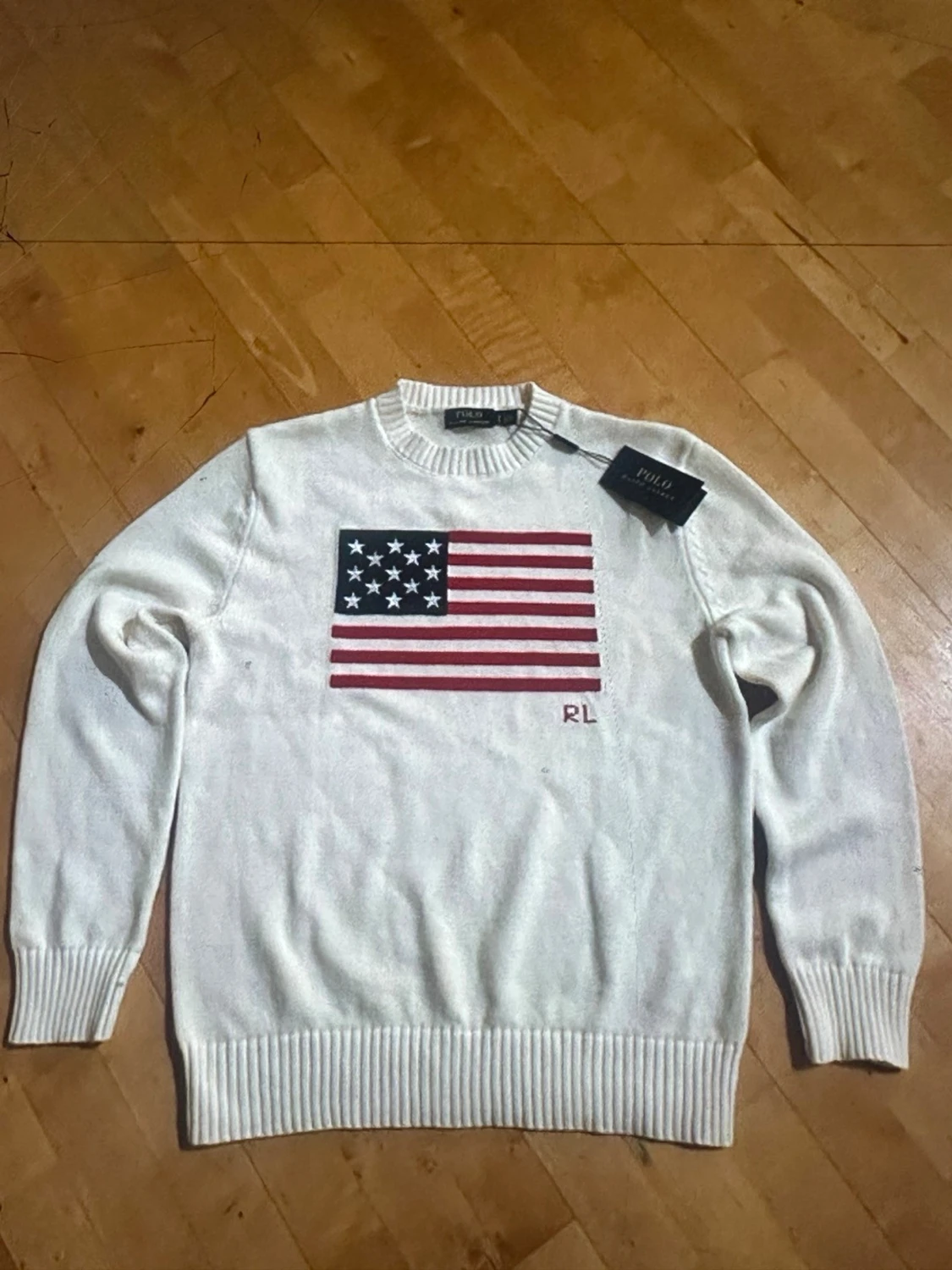 Vit stickad tröja Polo Ralph Lauren