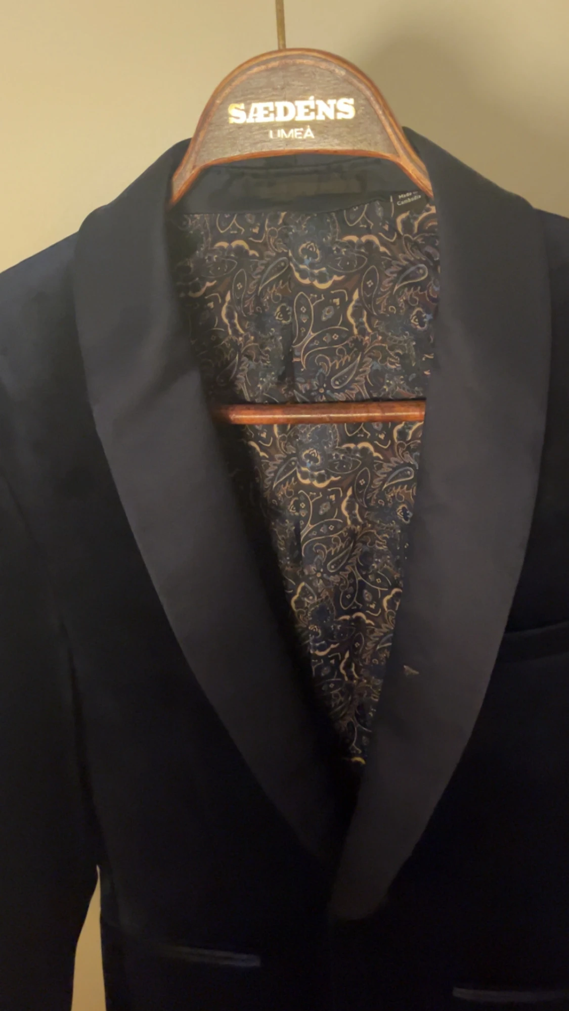 Mörkblå sammetskavaj med paisleyfoder - 2