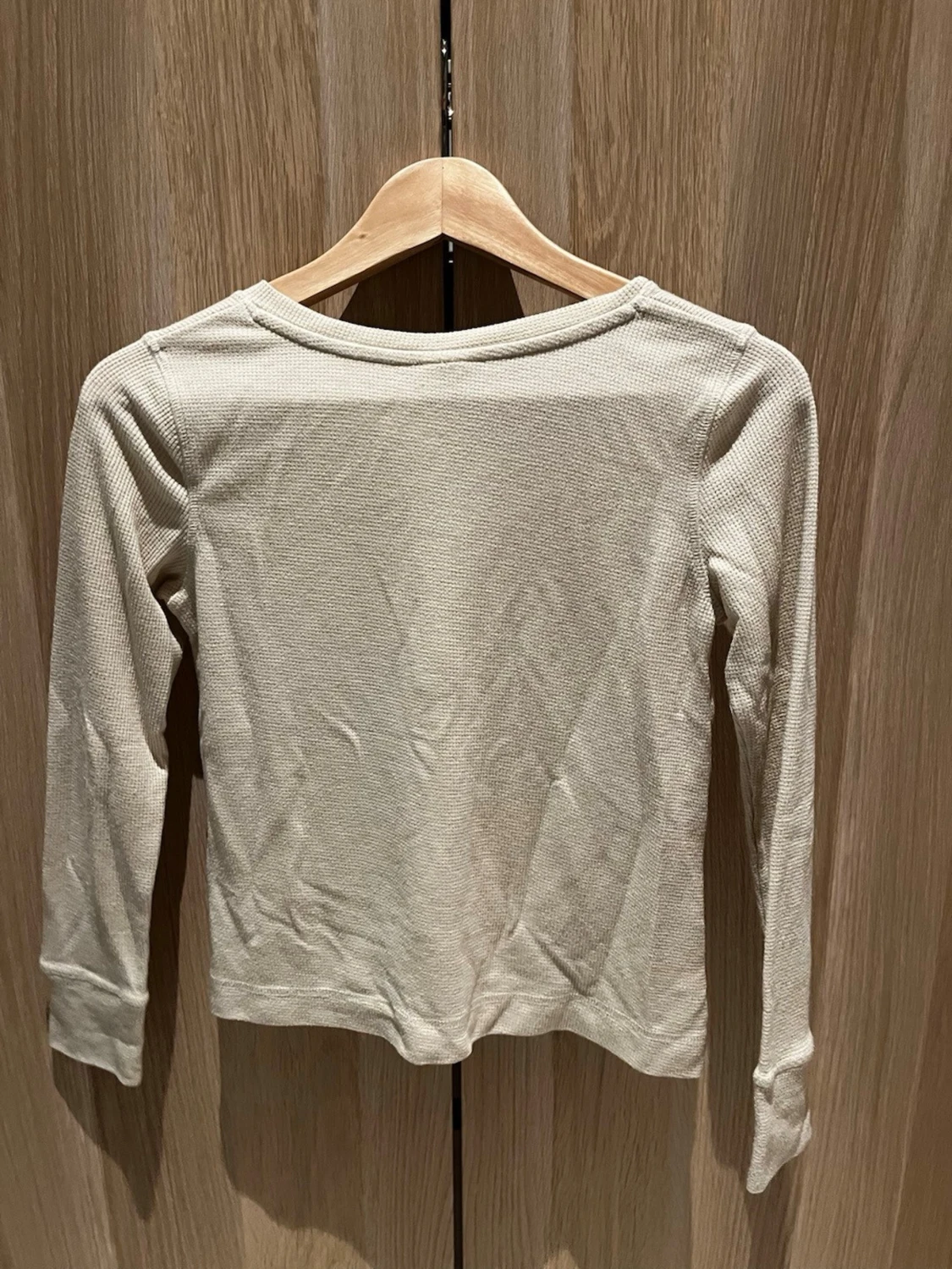 Beige ribbad långärmad topp - 4