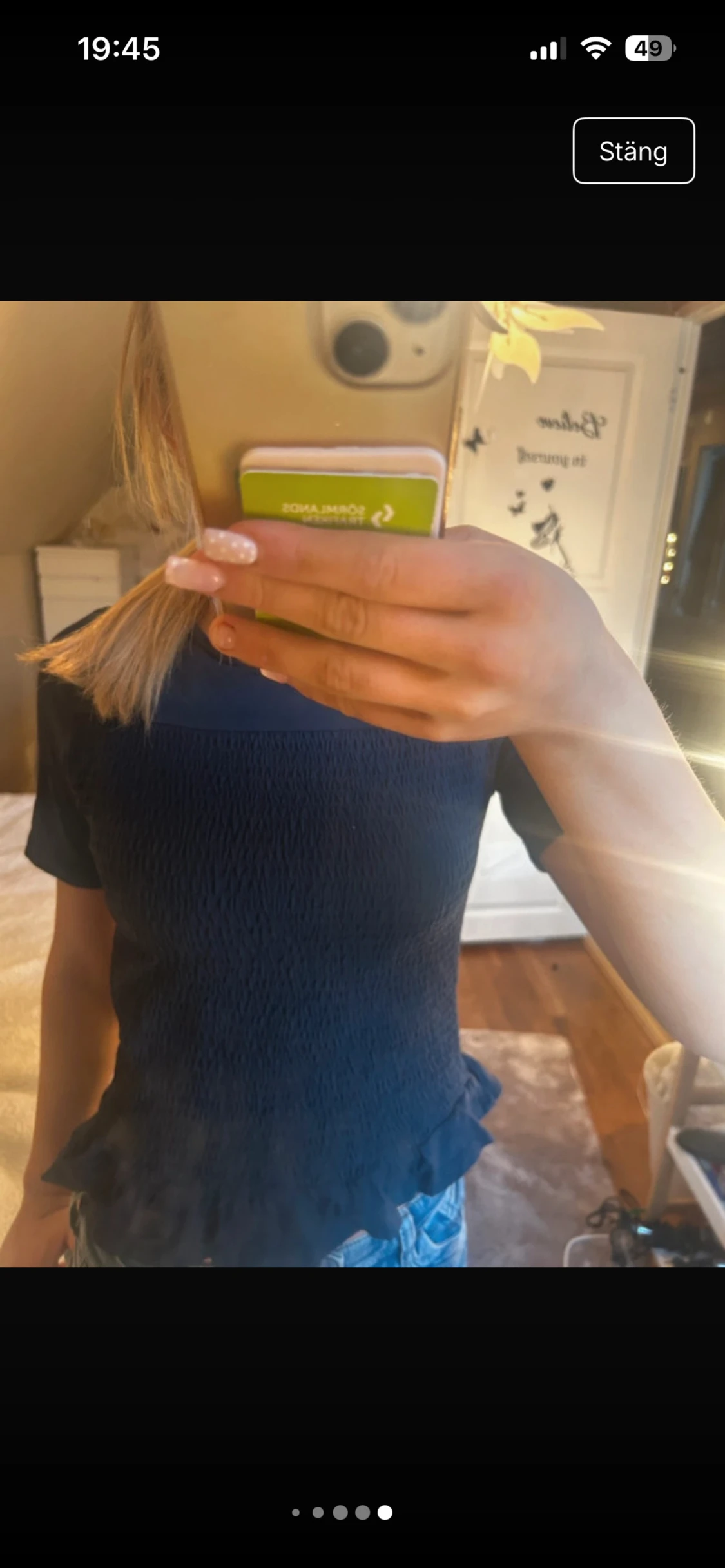 Mörkblå volangblus från Gina Tricot - 4