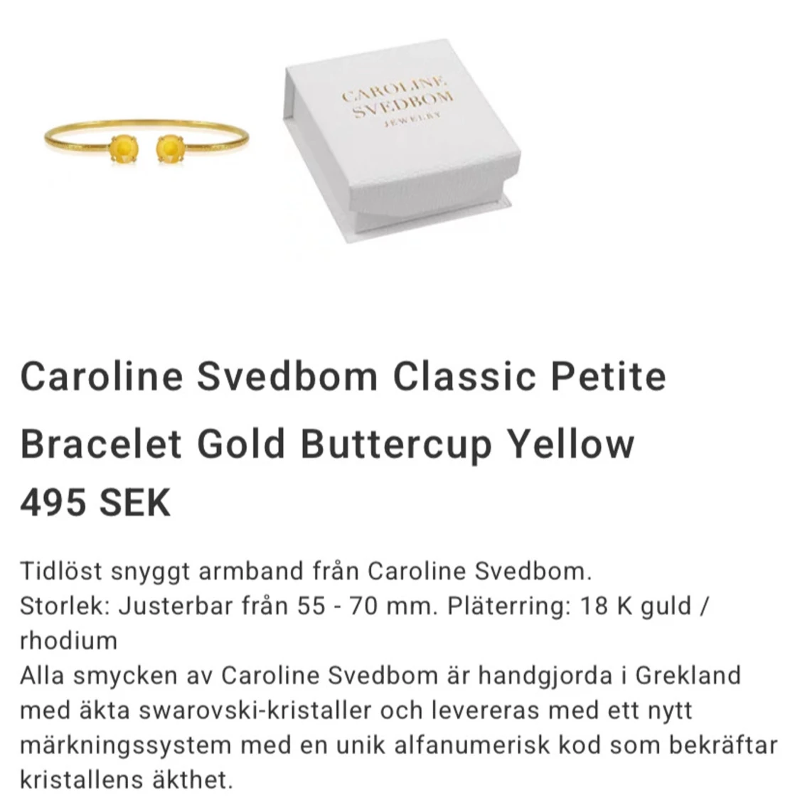 Caroline Svedbom guldarmband med gula kristaller