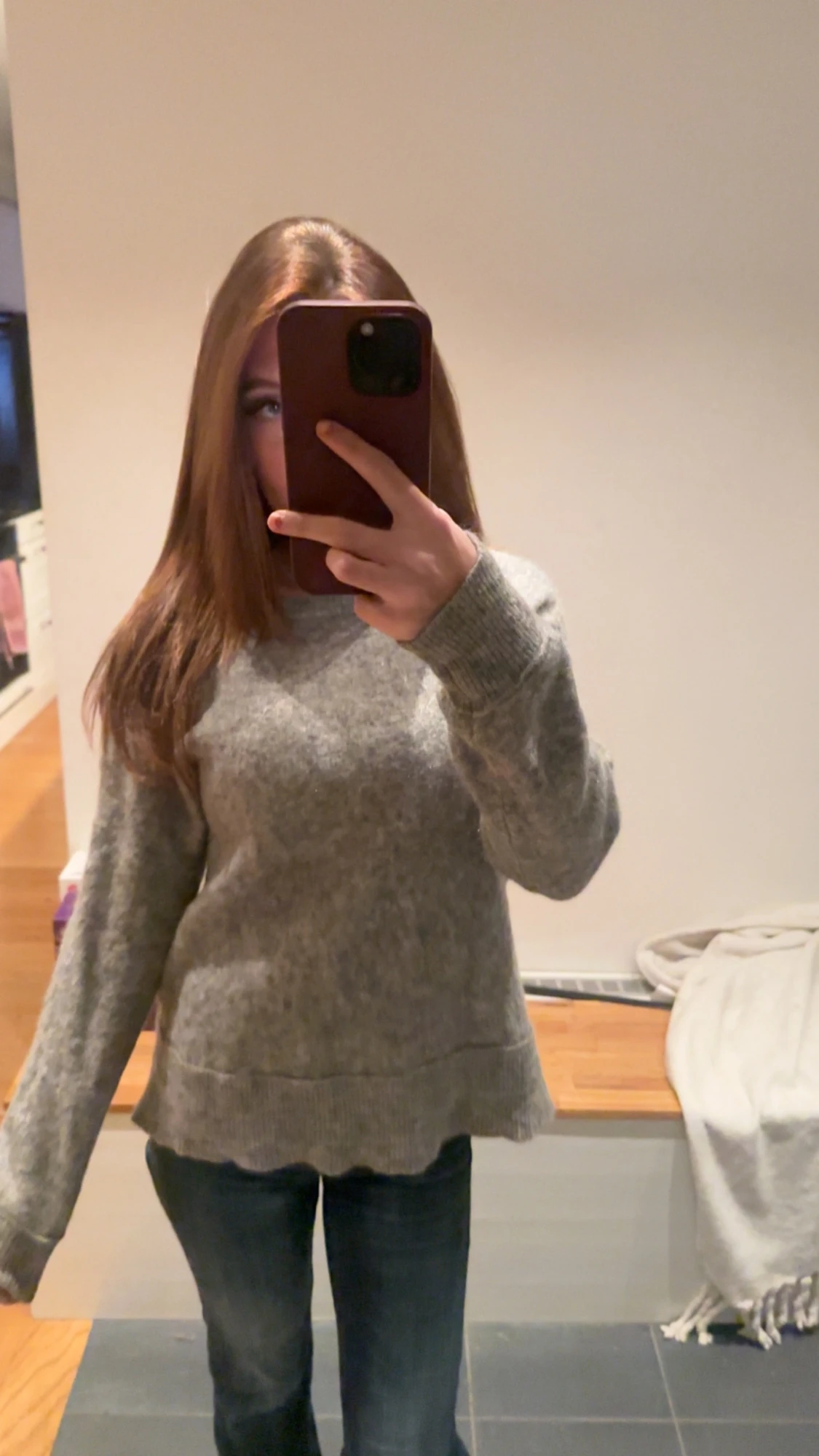 Grå stickad tröja från Malena Birger