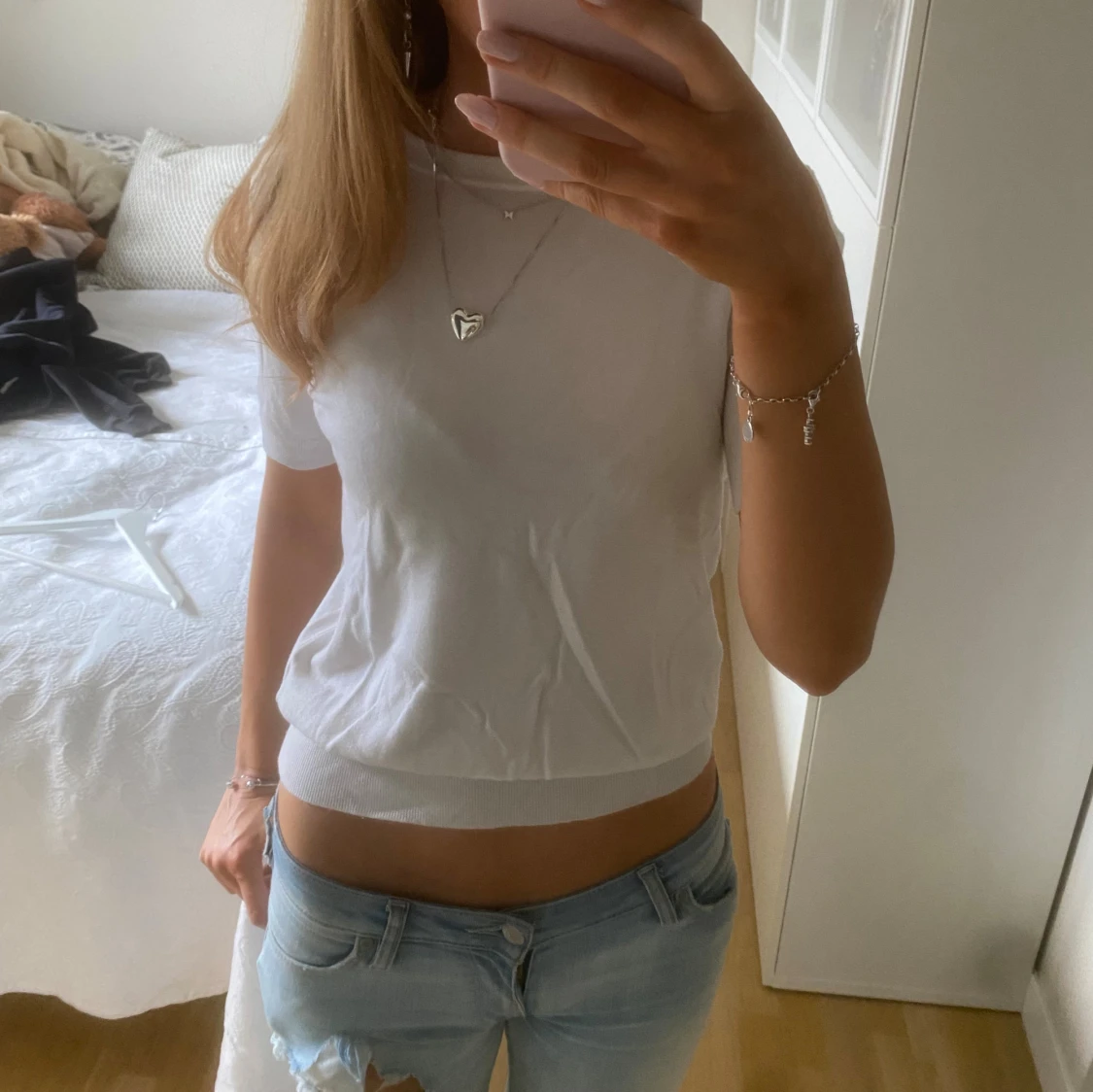 Vit stickad topp Zara