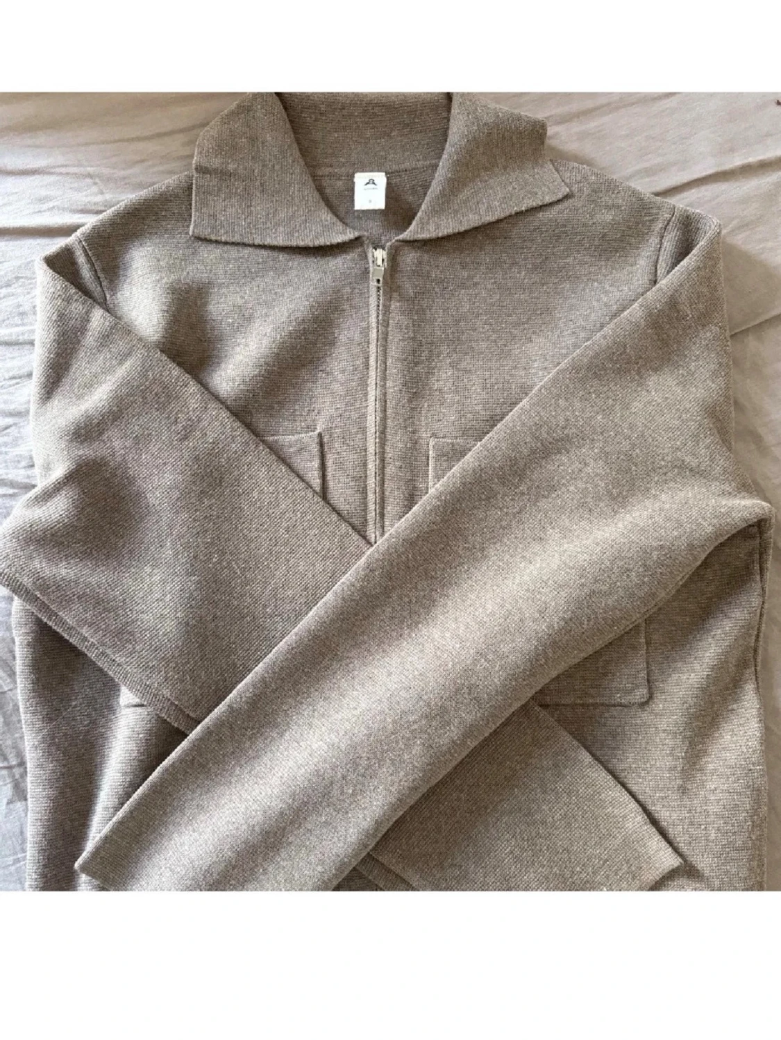 Beige ziptröja med krage - 2