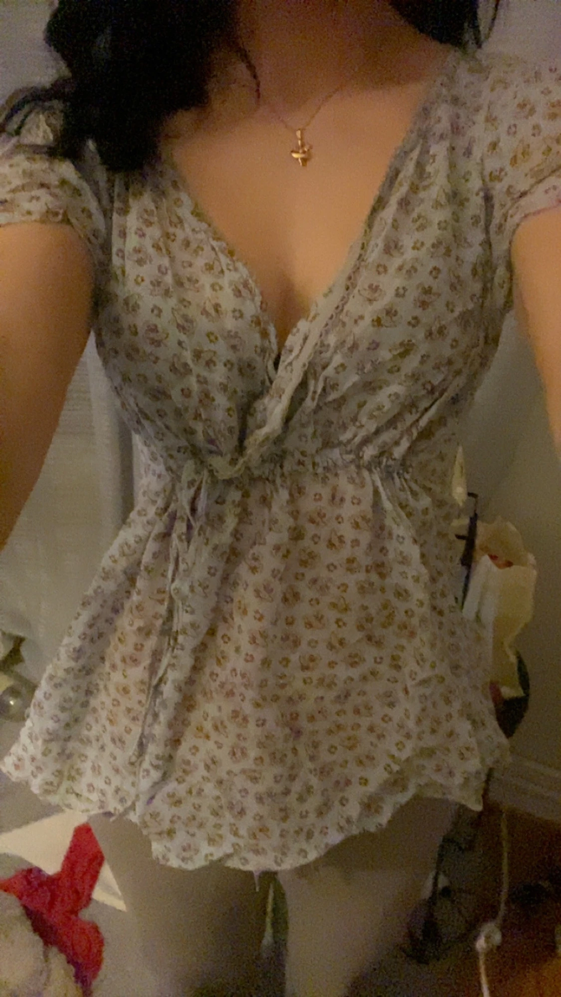 Vintage blus med knyt och volang - 2