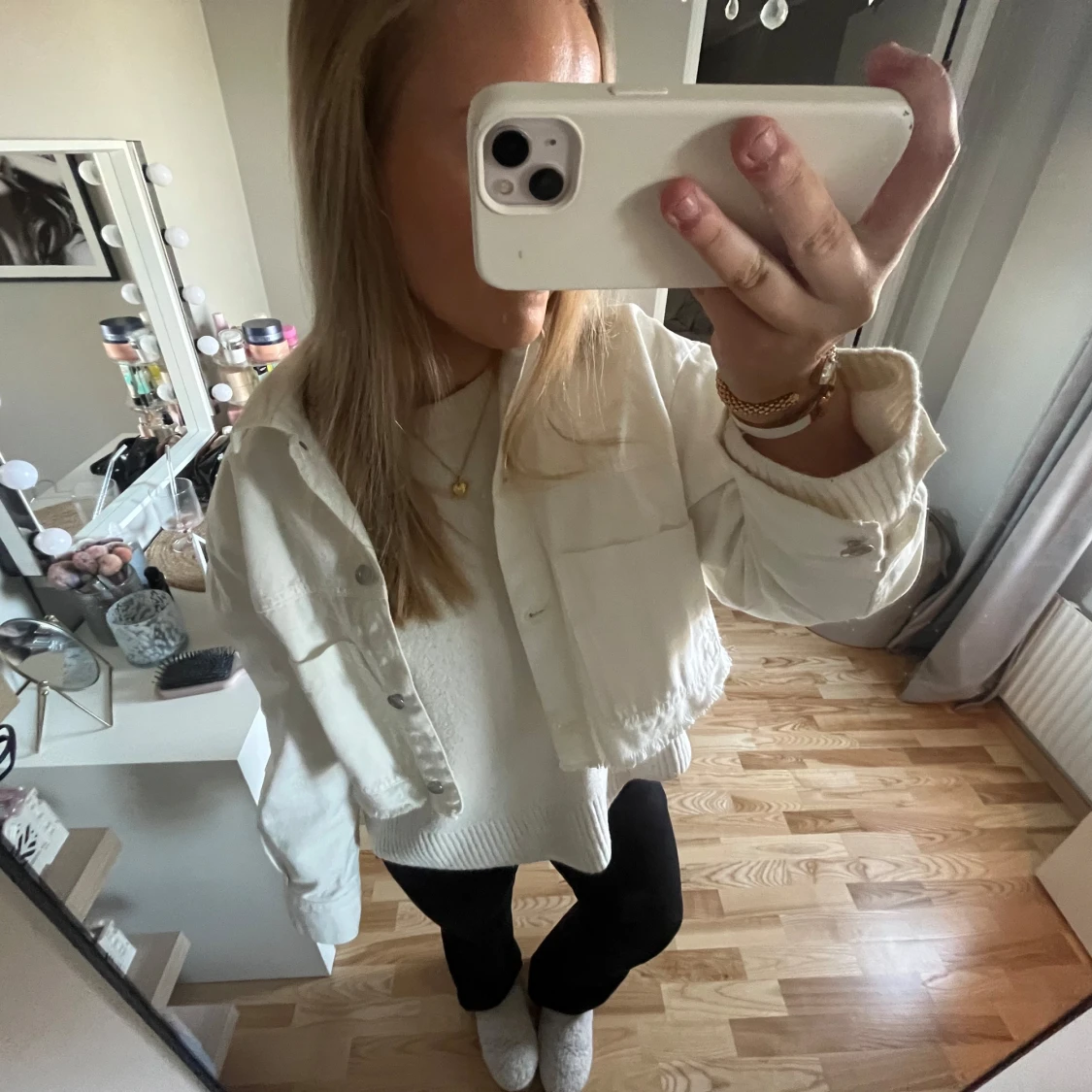 Vit croppad jeansjacka!