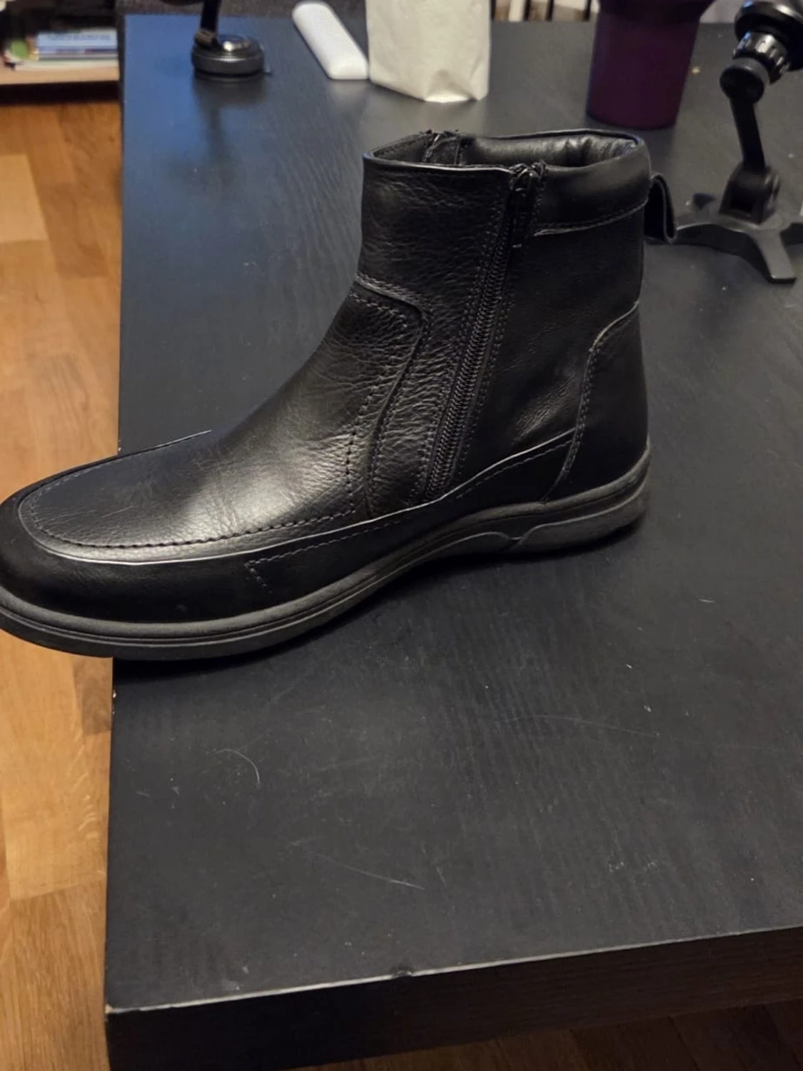 Svarta boots i skinn med dragkedja - 1