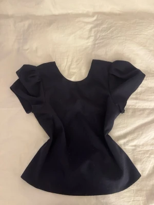 Söt blus - Säljer en blus från Love, Bonito i storlek S. Blusen har puffiga korta ärmar och en rundad halsringning. Modellen är figurnära med markerad midja och dragkedja bak. 