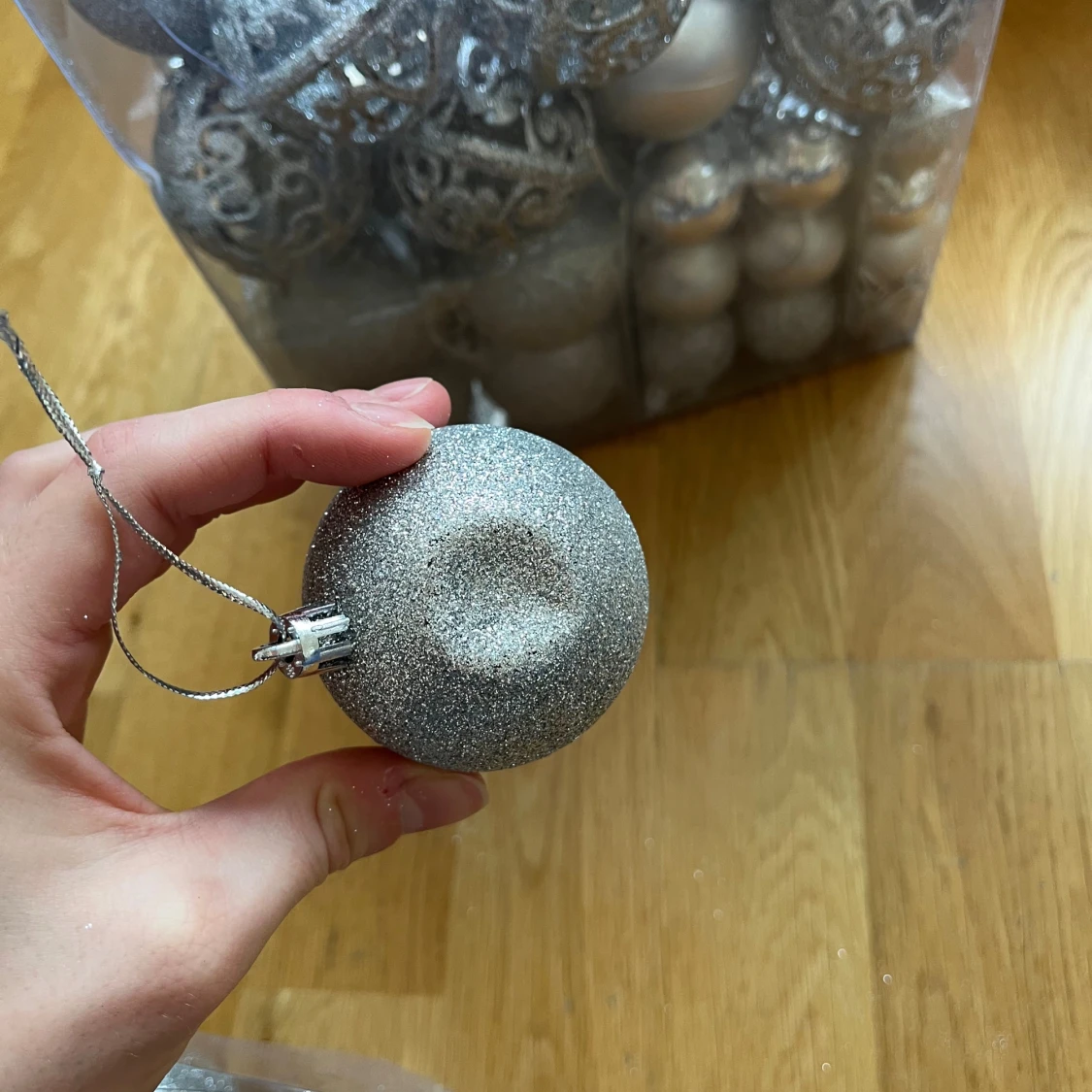 Silver julgranskulor set - 3