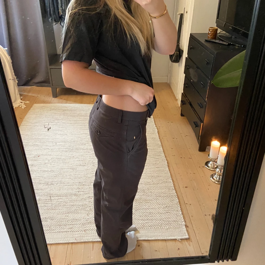 Mörkbruna raka kostymbyxor - 2