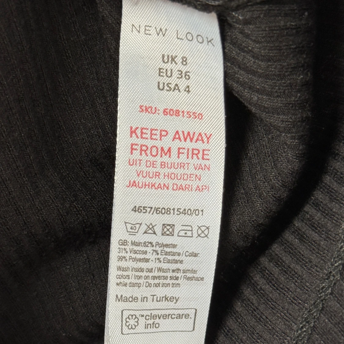 Svart ribbad långärmad polotopp från New Look - 4