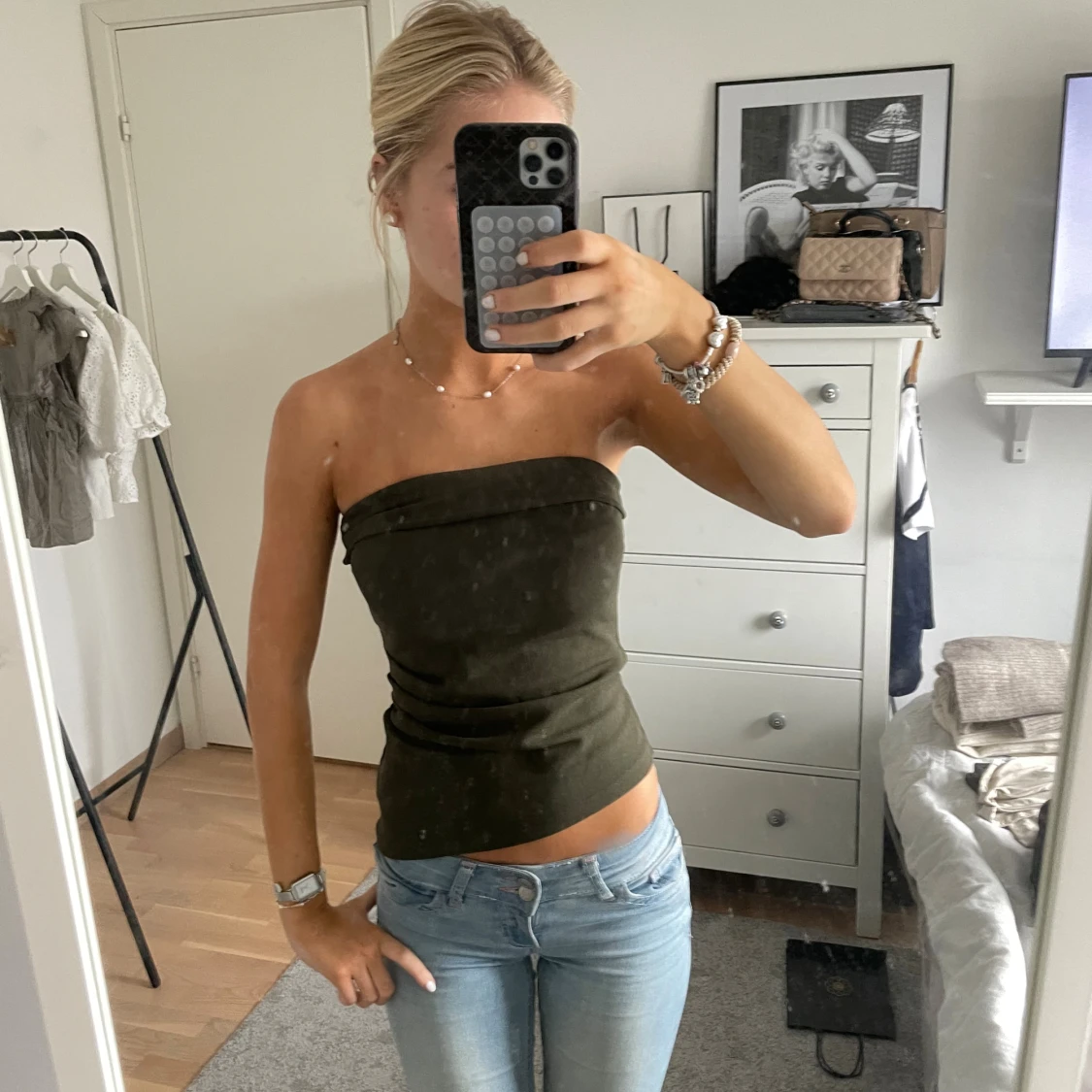 Mörkgrön tubtopp från Gina Tricot XS