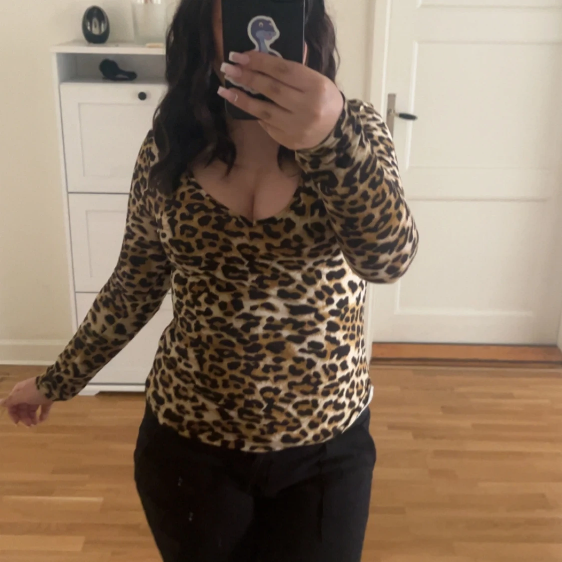 Leopardmönstrad långärmad topp - 1