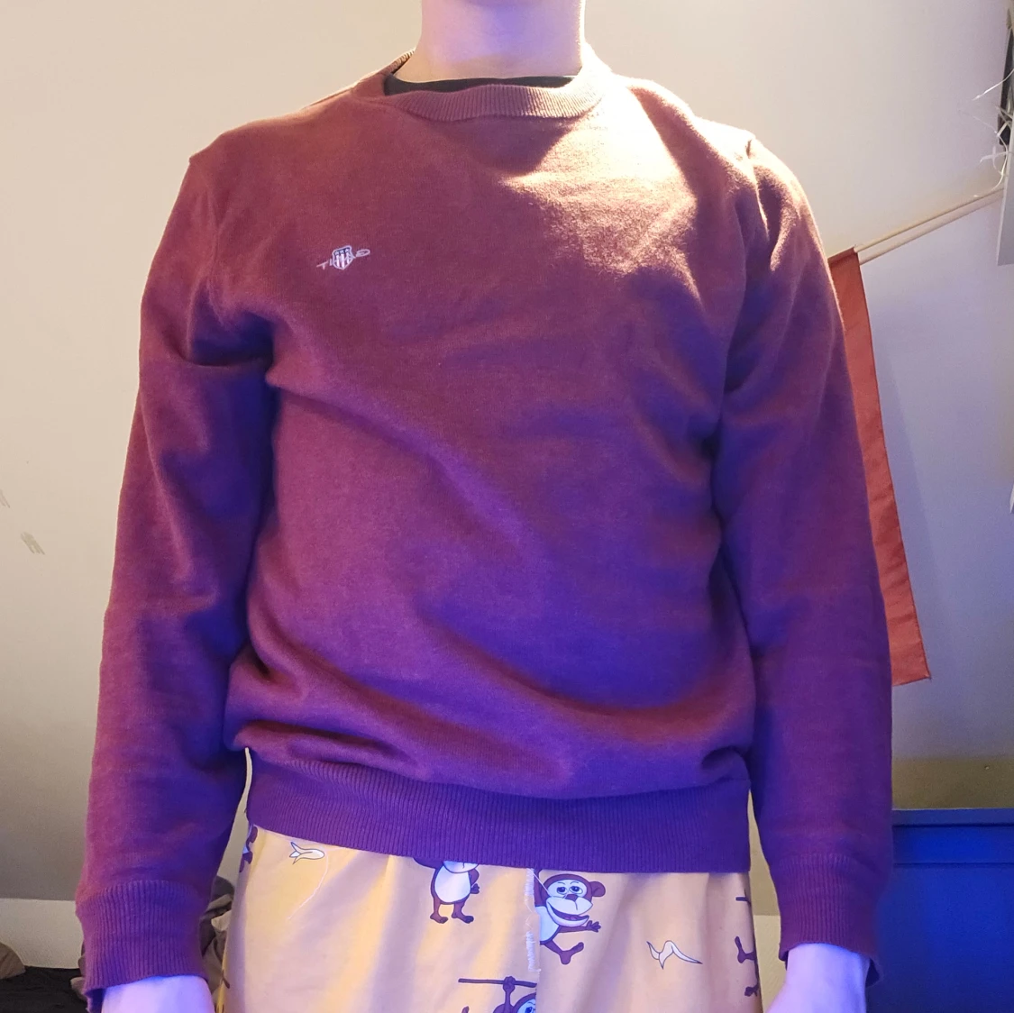 Vinröd stickad tröja från Gant - 3