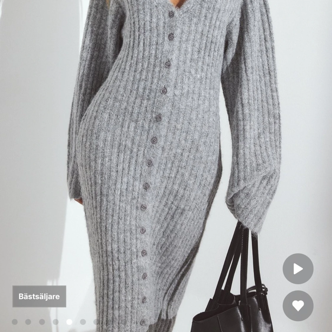 Grå stickad långklänning NA-KD - 1