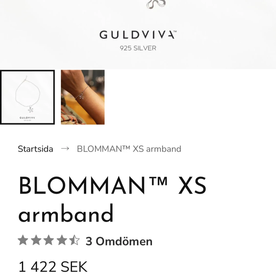 Guldviva Blomman XS armband i silver - 3