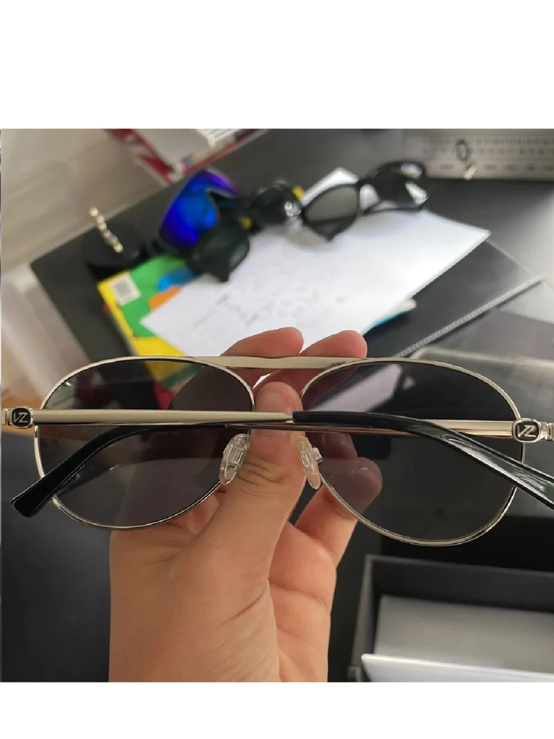 Silvriga aviator solglasögon - 4