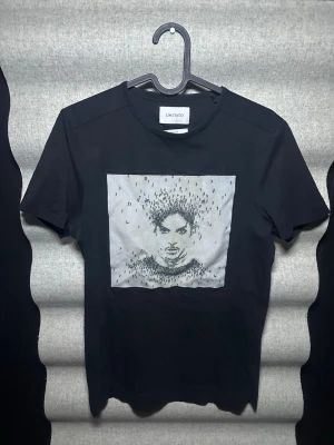 Svart t-shirt från Limitato med tryck - Svart t-shirt från Limitato med ett stort konstnärligt tryck på bröstet i grå och svarta toner. Klassisk rund hals och korta ärmar. Perfekt för dig som gillar unika och stilrena plagg med en twist.