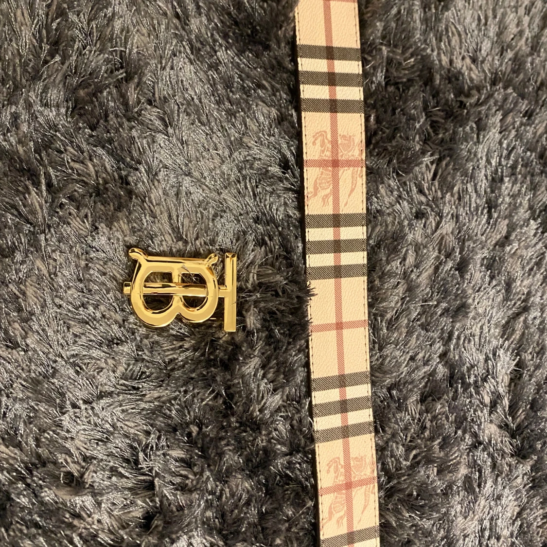 Burberry rutig bälte med guldspänne - 3