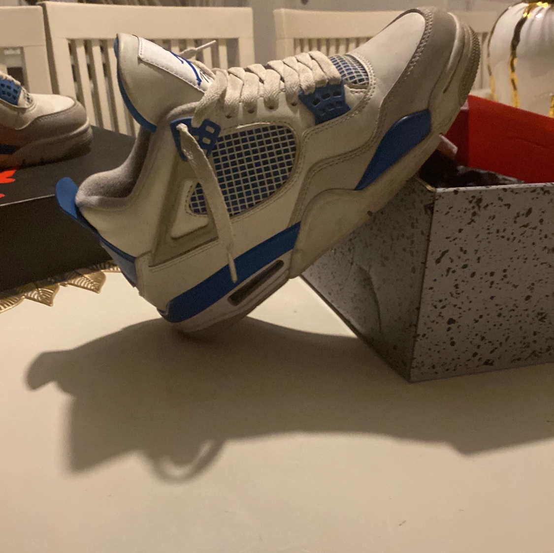 Nike Air Jordan 4 Retro Vit/Blå - 2