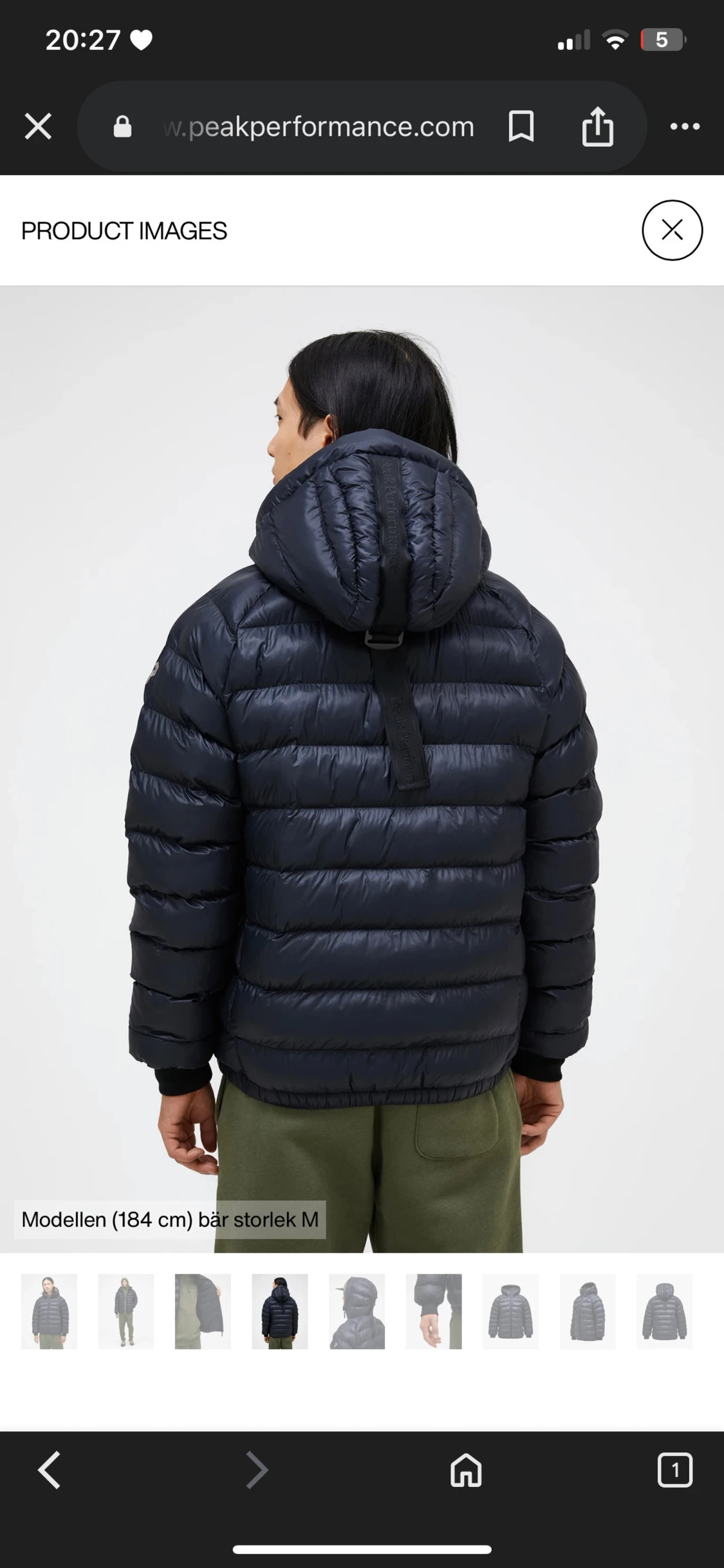 Mörkblå dunjacka Peak Performance