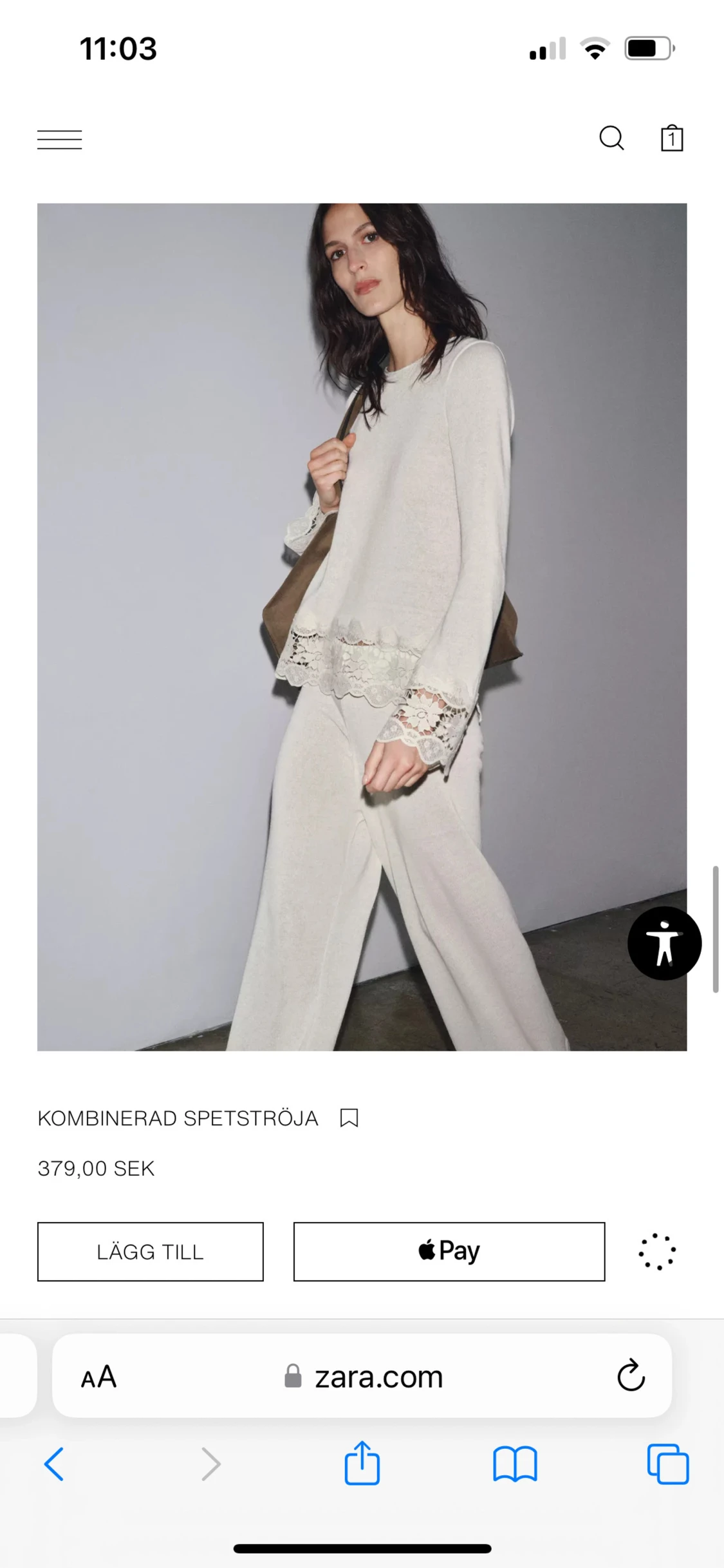 Beige spetsdetaljerad tröja från Zara