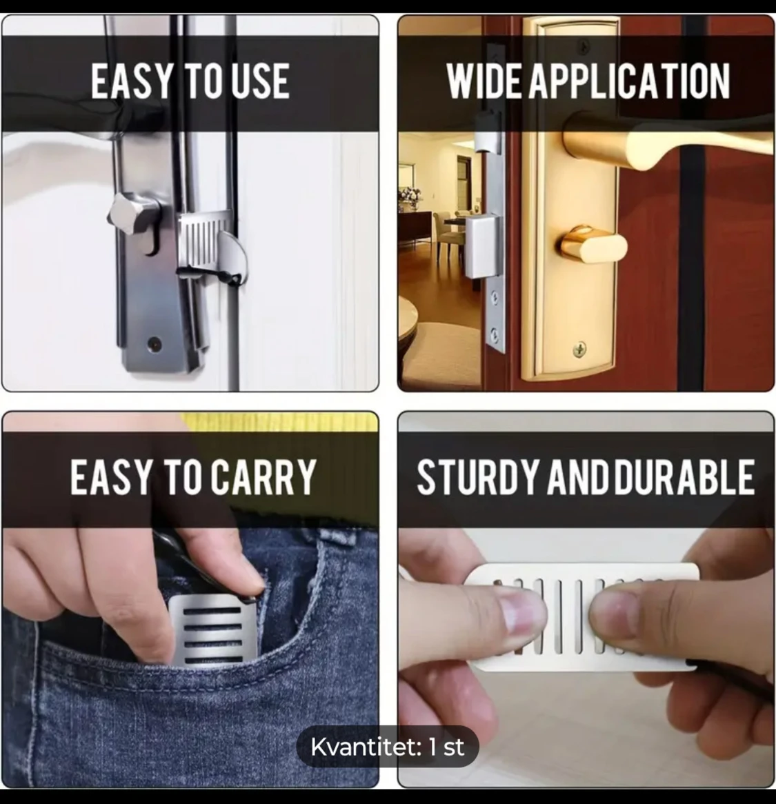 Portabel Dörrlås Säkerhetslås i Metall - 1