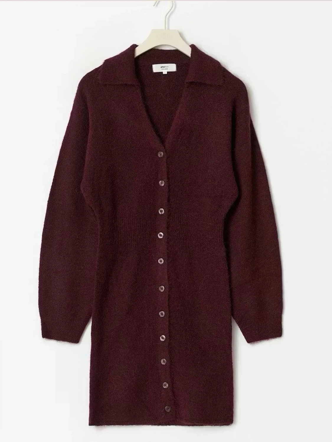 Vinröd stickad långklänning från Gina Tricot - 1