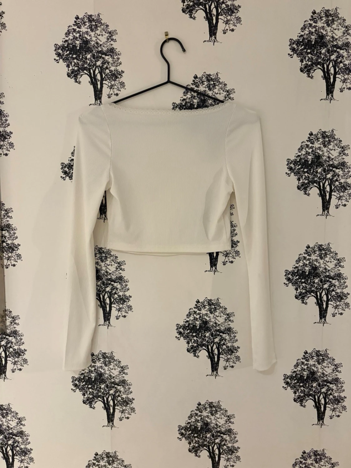 Vit croppad långärmad topp - 1