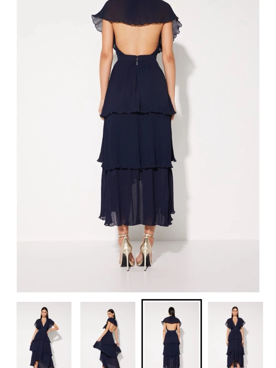 Mörkblå omlottklänning med volang - 2