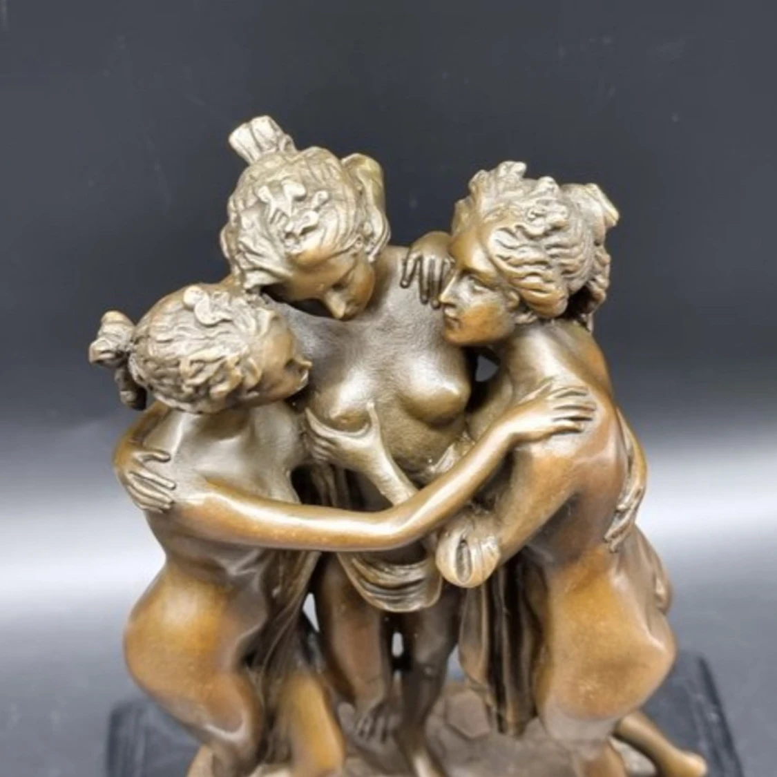 Staty, Bronze, The Three Graces - 24.5 cm - Brons, Marmor - 1