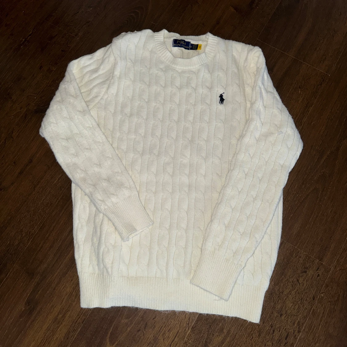 Vit kabelstickad tröja Polo Ralph Lauren