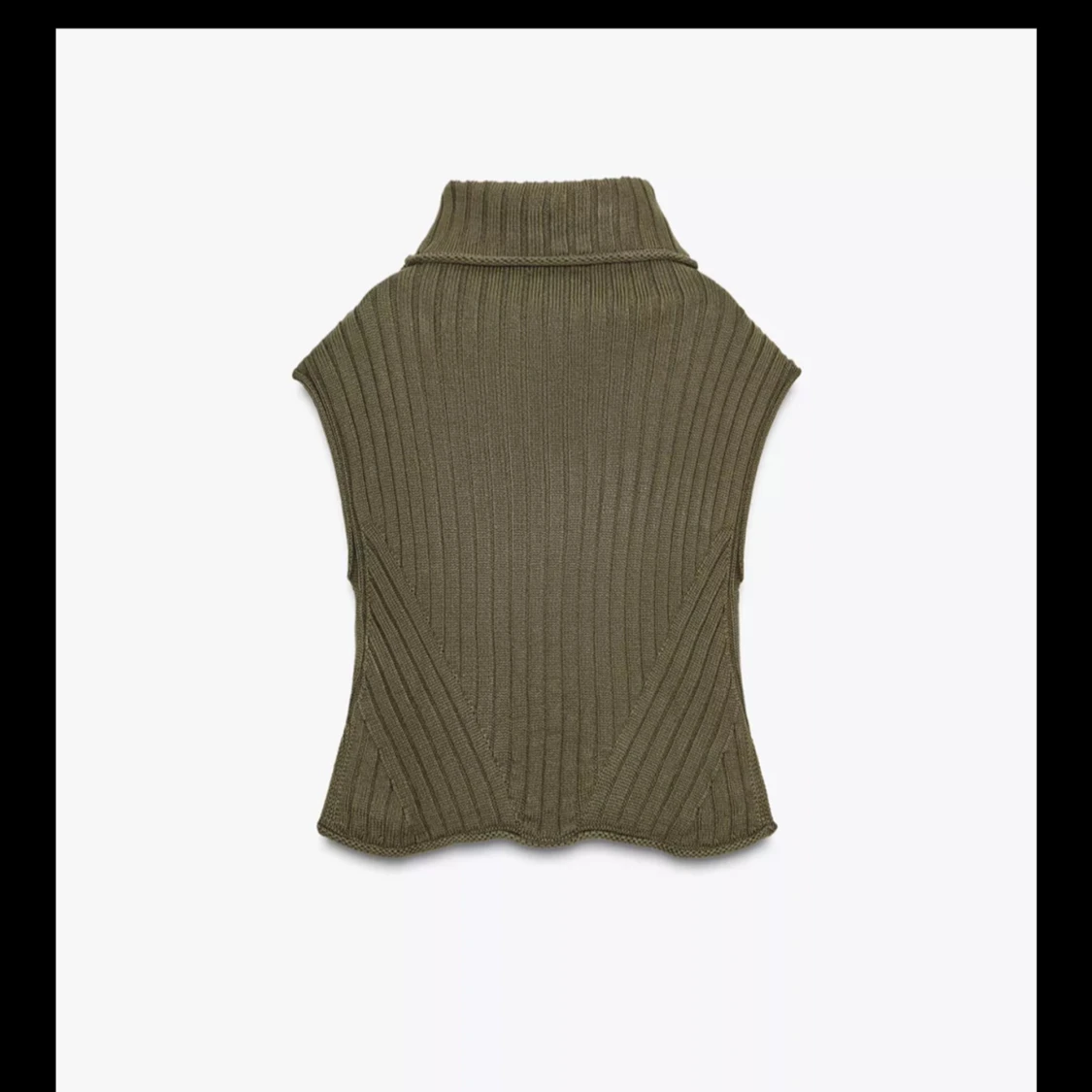 Olivgrön ribbad stickad väst - 1