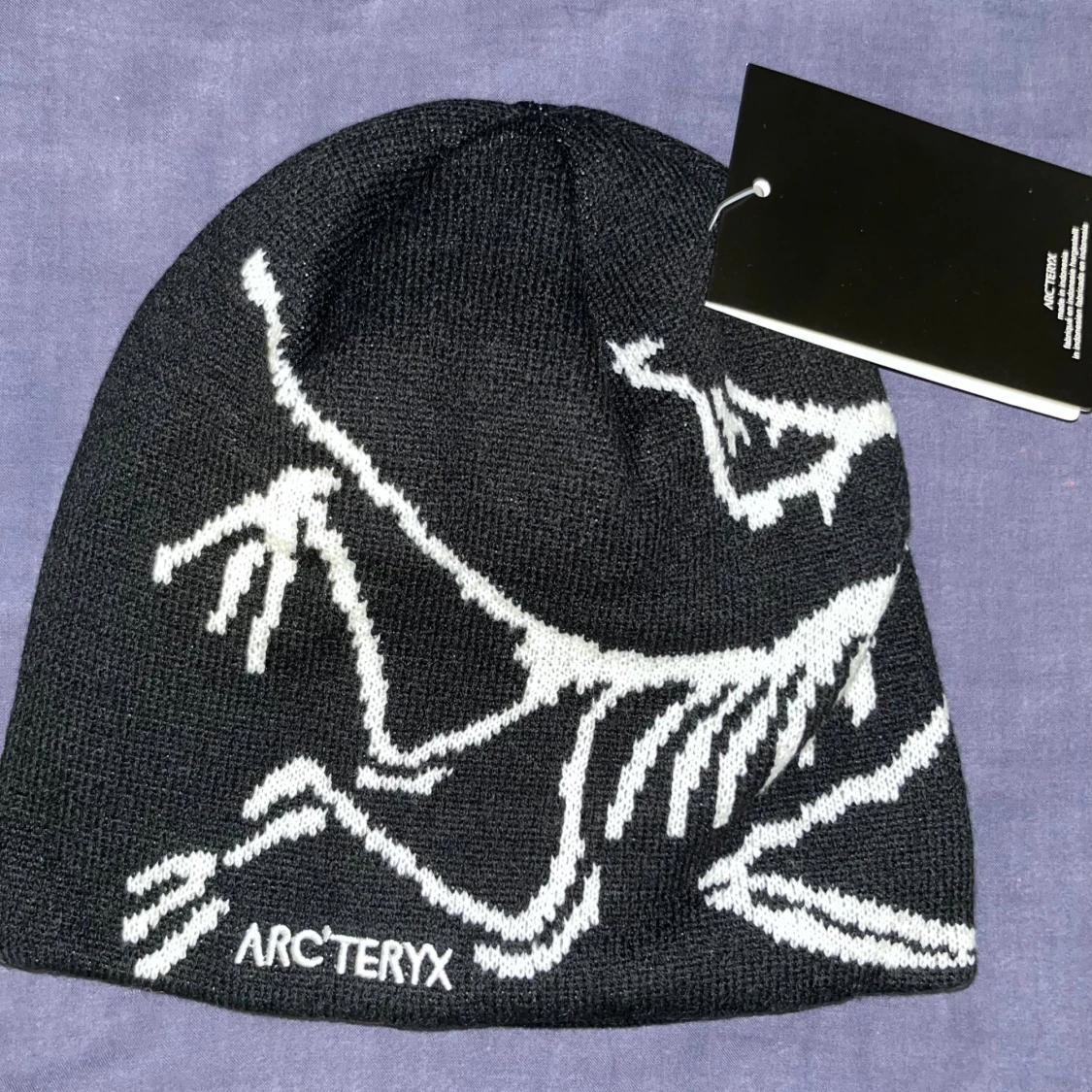 Svart Arc'teryx mössa med skelett