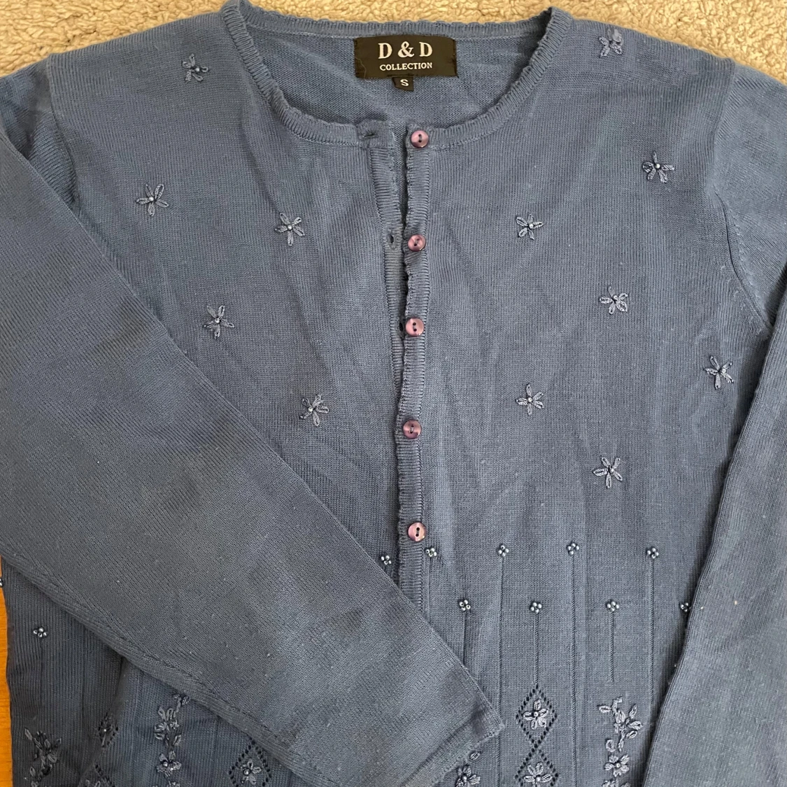 Blå broderad kofta från D&D Collection - 2