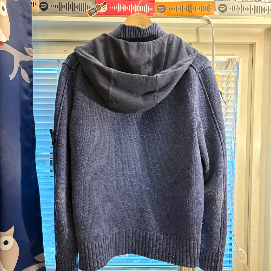 Mörkblå stickad Stone Island zipper - 1