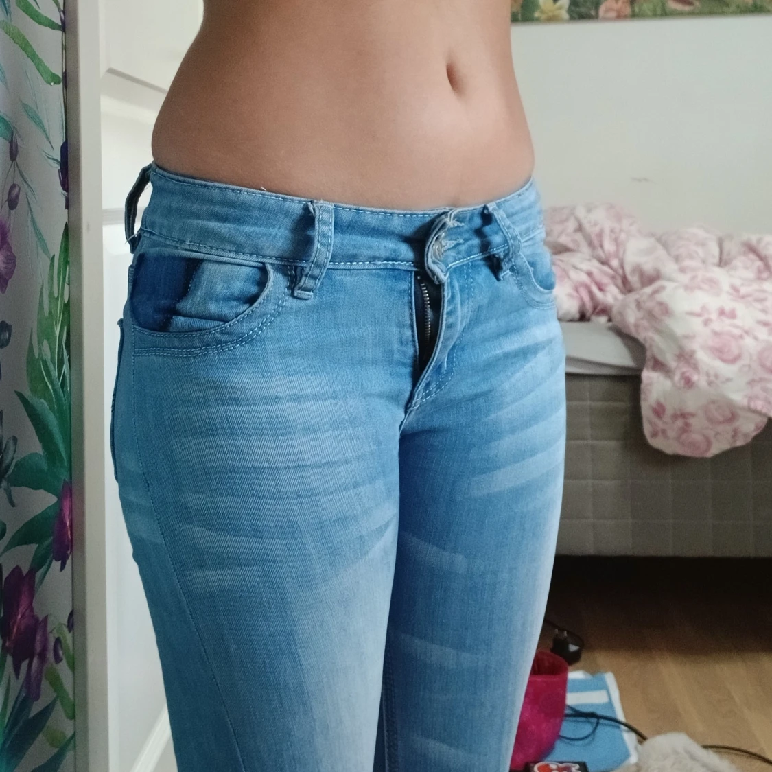 Ljusblå lågmidjade bootcut jeans - 3