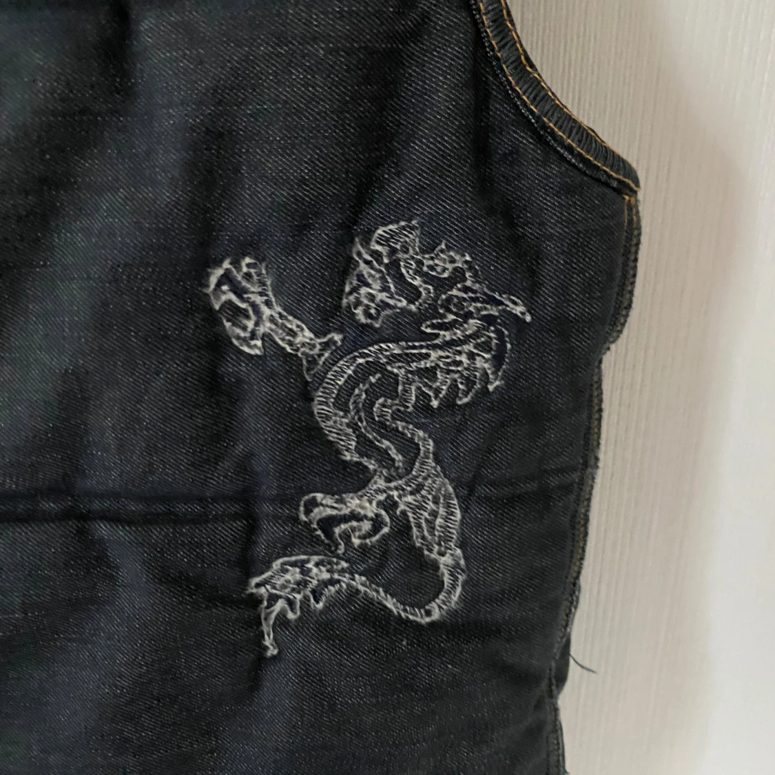 Vintage 2000s Archive Diesel Dragon Dark Denim Puffer Vest - 3