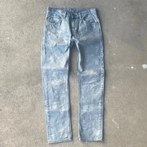 Silver waxed jeans  - Waist 40cm, length 106cm, leg opening 18cm. 