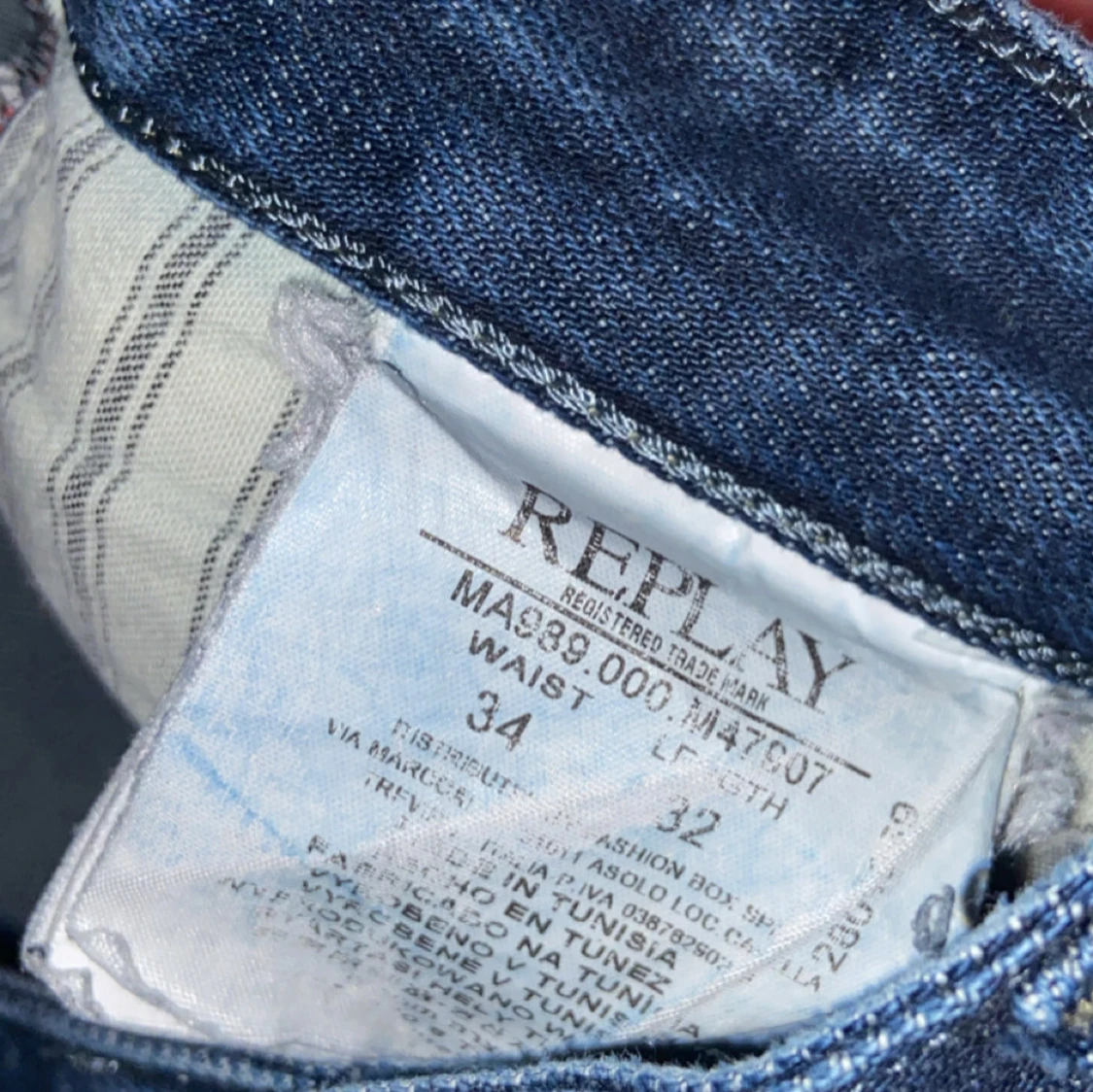 Blå Replay jeans herr, storlek 34/32 - 2